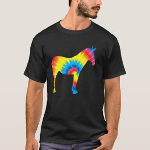 T-shirt Mulet Tie Dye Imprimé Arc-en-Ciel Âne Cheval Hippi