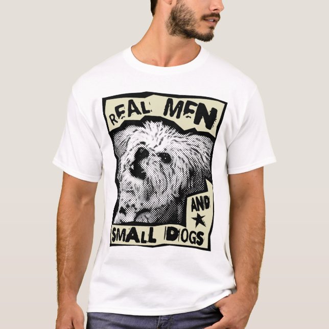 T-shirt Multi-Poo : vrais hommes et petits chiens (Devant)