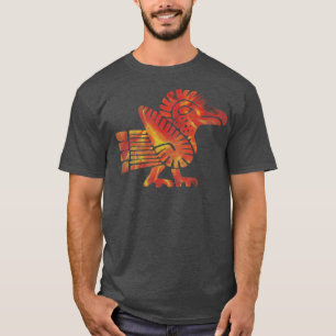 T-shirt Multicolor Orange Aztec Bird Design