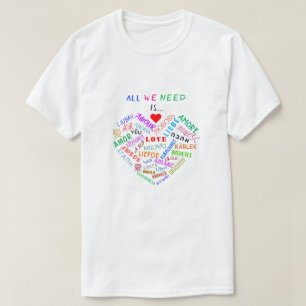 T-shirt multilingue avec texte de mot d'amour