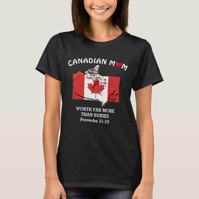 T-shirt MUM CANADIEN Vaut plus que Rubies PROV 31 Noir (Devant)
