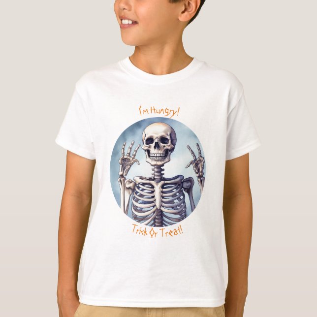 T-shirt Munchin' Skeleton Halloween Tee for Kids! (Devant)