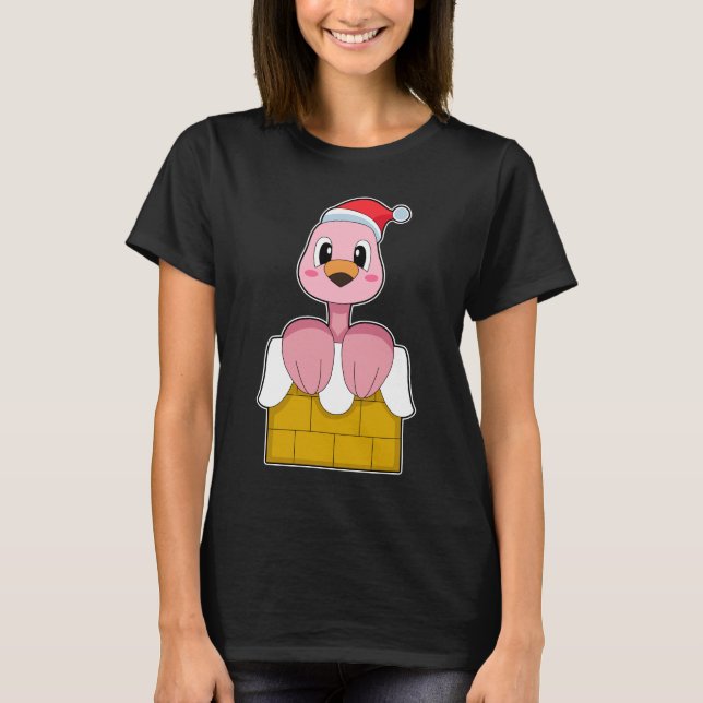 T-shirt Mur en pierre de Noël Flamant rose (Devant)