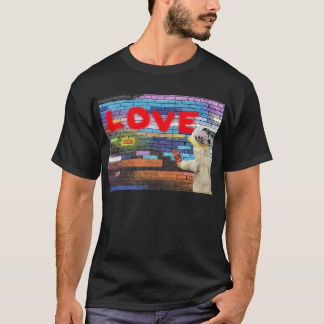 T-shirt Murale d'art graffiti d'amour.  (Devant)