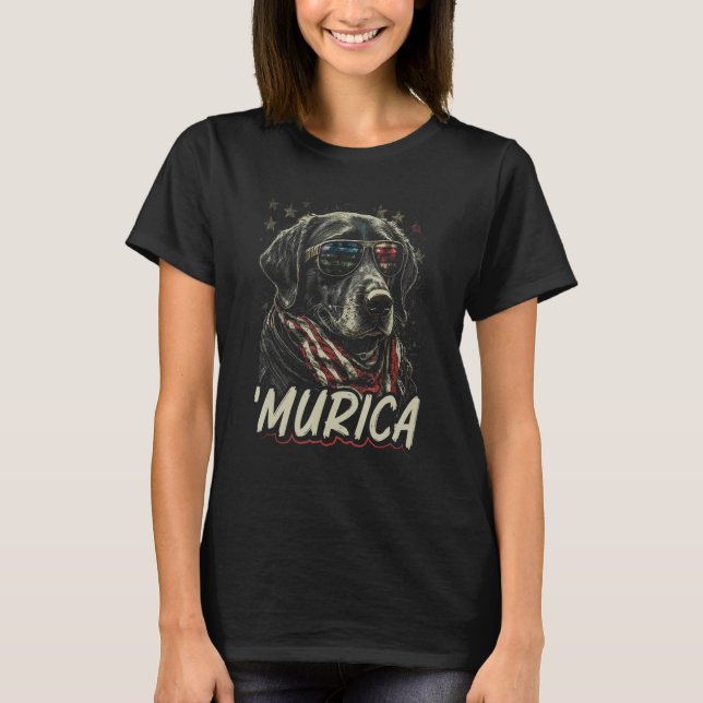 T-shirt Murica Patriotic Labrador Retriever 4th of July Do (Devant)