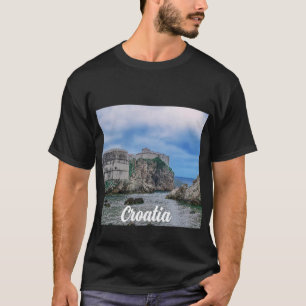 T-shirt Murs de forteresse, côte rocheuse et mer en Croati