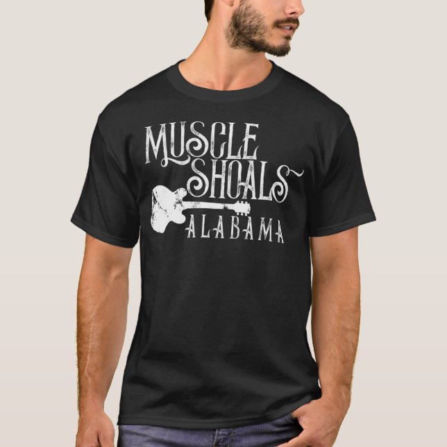 T-shirt Muscle shoals Alabama With Guitar Swampy Soul (Devant)