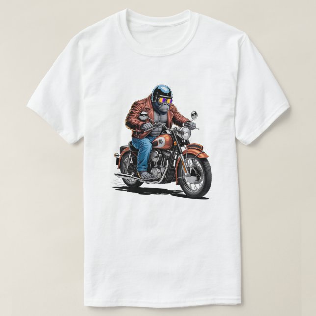 T-shirt Muscular Gorilla Biker Rider Motorcycle Graphic (Design devant)