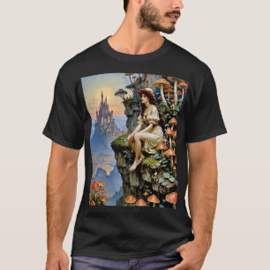 T-shirt Mushroom Fairy Tale Cliffside Castle Tee