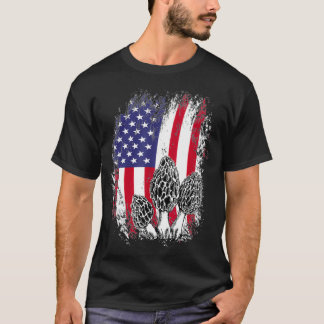 T-shirt Mushroom Hunting Patriotic American USA Flag