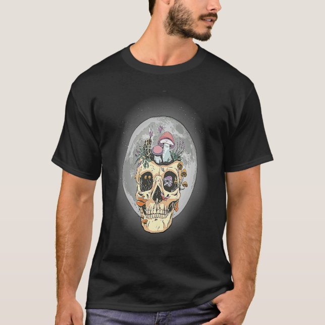 T-shirt Mushroom Skull Moon Trippy (Devant)