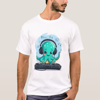 T-shirt Music Boy, Happy Octopus DJ T-Shirt, Fête