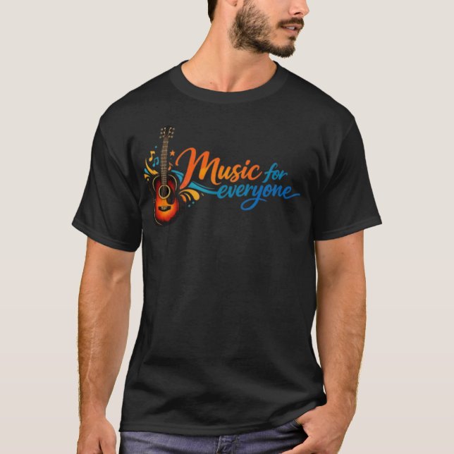 T-shirt Music for Everyone – Colorful Guitar Handwritten  (Devant)
