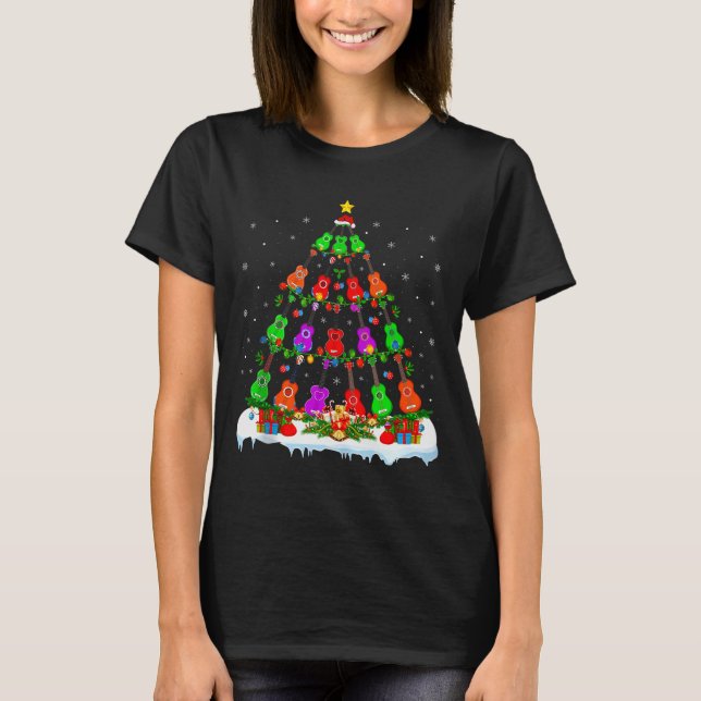 T-shirt Music Lover Musical Ukulele Guitar Christmas Tree  (Devant)