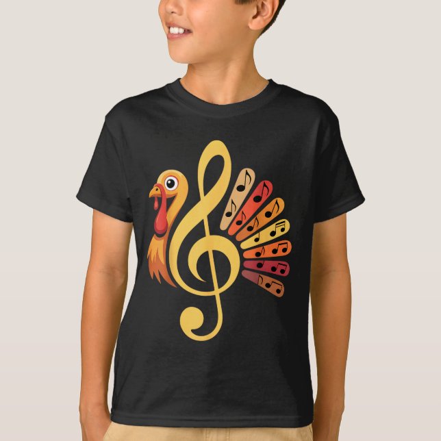 T-shirt Music Note Symbol Turkey Teacher Fall Thanksgiving (Devant)