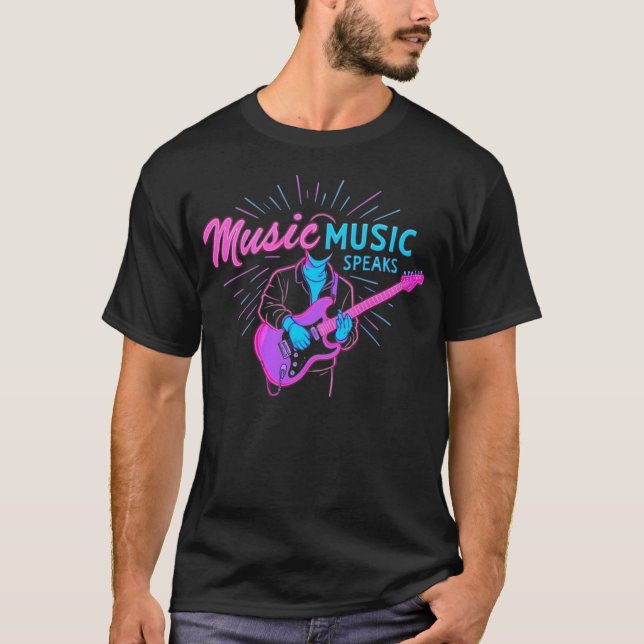T-SHIRT MUSIC SPEAKS NEW FASHION DESIGNER TEE (Front)