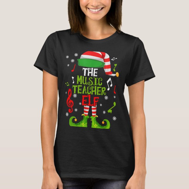T-shirt Music Teacher Elf Christmas Family Matching Xmas G (Devant)