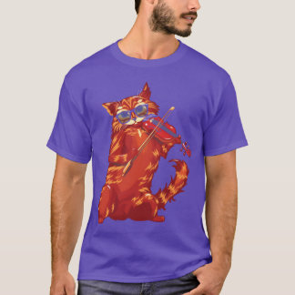 T-shirt Musical Chat Joue Violon Orchestre Classique b