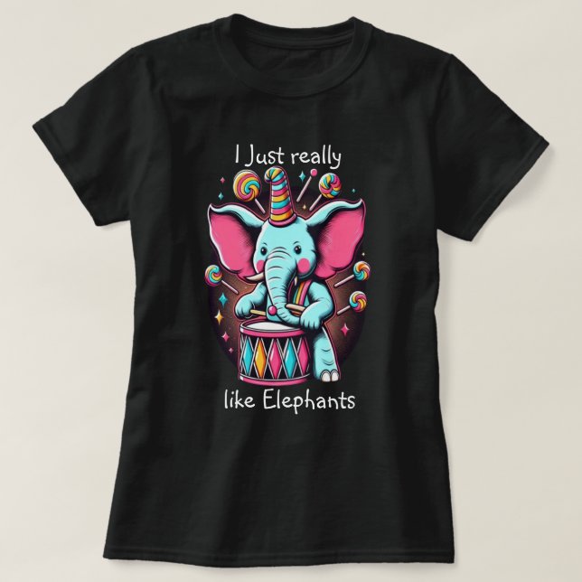 T-shirt Musical Pachyderm J'aime vraiment les éléphants (Design devant)