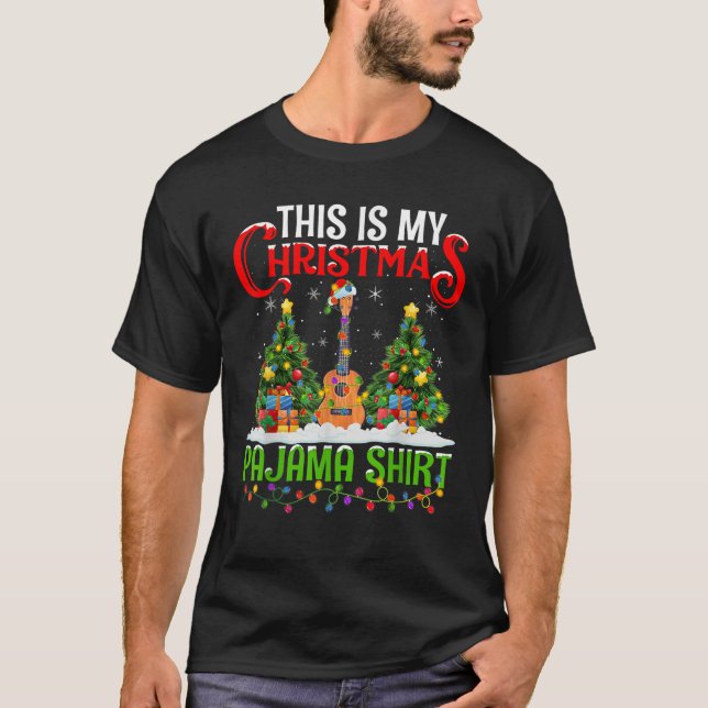 T-shirt Musical Ukulele Xmas Lights This Is My Christmas P (Devant)