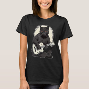 T-shirt Musicien Chat Noir Guitariste Bombay Chats Avec Gu