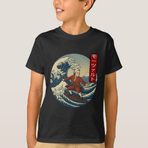 T-shirt Musicien clical Mozart Ukiyo-e Surfant Katakana