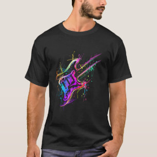 T-shirt Musicien Coloré Guitare Électrique Basse
