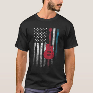 T-shirt Musicien de guitare 4 juillet Drapeau américain