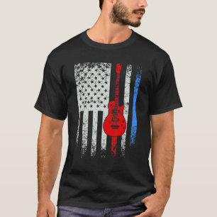 T-shirt Musicien de Guitare Drapeau Américain Rétro Us End