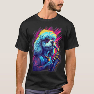 T-shirt Musicien de jazz Shichon Chien Saxophone