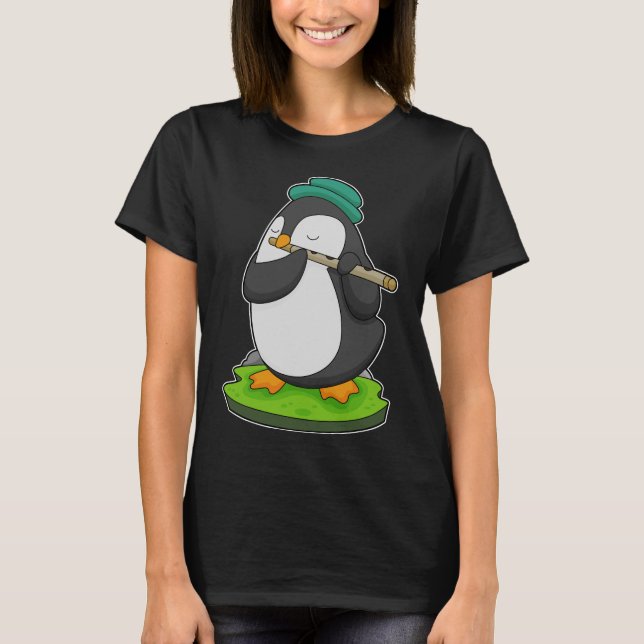 T-shirt Musicien de pingouin Flute Music (Devant)