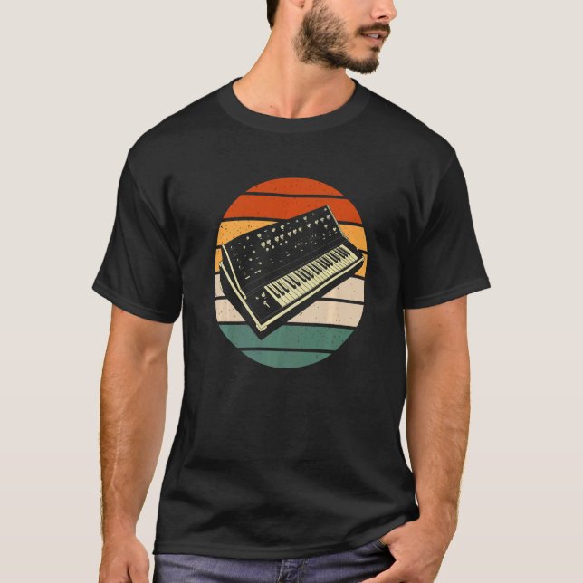 T-shirt Musicien Synthétiseur Lecteur Musique Retro Synthé (Devant)