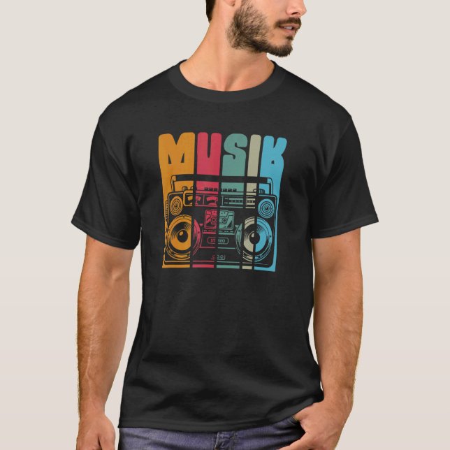 T-shirt Musique ancienne radio et système stéréo mobile (Devant)