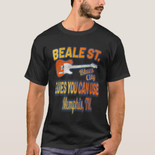 T-shirt Musique Blues Memphis Beale Street Usa Guitare Vin
