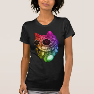 T-shirt Musique colorée Casque casquette Raver Animal