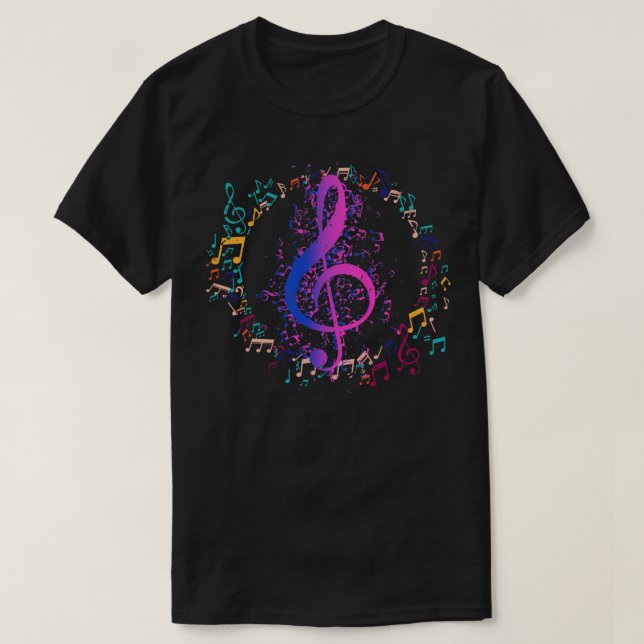 T-shirt Musique colorée Treble Clef (Design devant)
