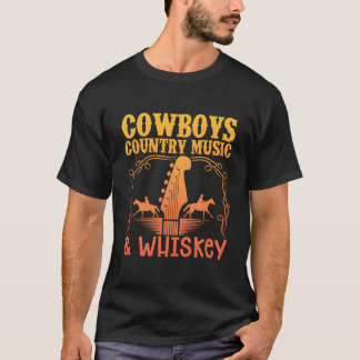 T-shirt Musique Country de Cow-Boy et Whiskey Western Coun