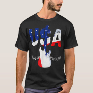 T-shirt Musique country Usa Guitare Vintage drapeau améric