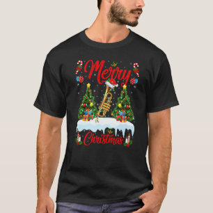 T-shirt Musique de trompette Lumières Sapin de Noël Père