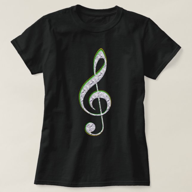 T-shirt MUSIQUE Émeraude et diamant Clé Treble (Design devant)