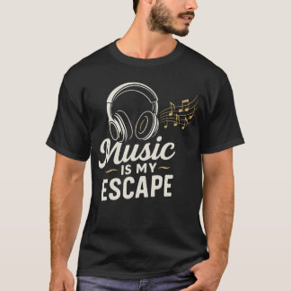 T-shirt 🎧 musique est ma fuite - casques Vintages et musi