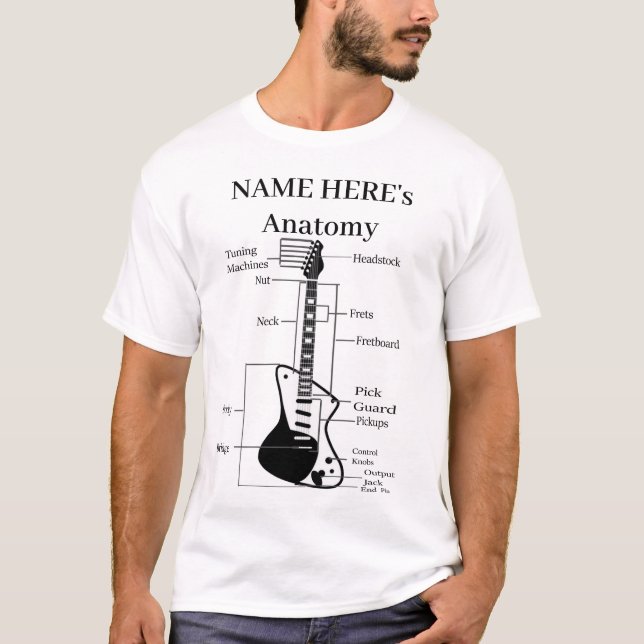 T-shirt Musique Guitare Anatomie Amoureuse D'Une Guitare (Devant)
