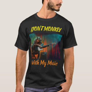 T-shirt Musique Live de la Guitare de singe Noir