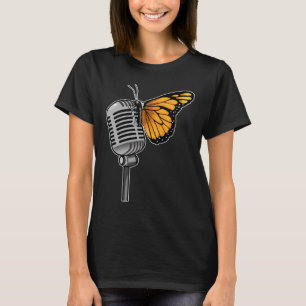 T-shirt Musique Microphone du chanteur papillon