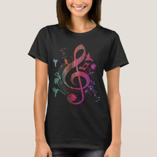 T-shirt Musique Musical Instrument Birds Treble Clef