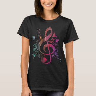 T-shirt Musique Musical Instrument Birds Treble Clef
