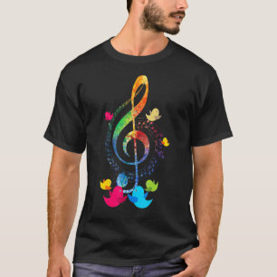 T-shirt Musique Musical Instrument Birds Treble Clef