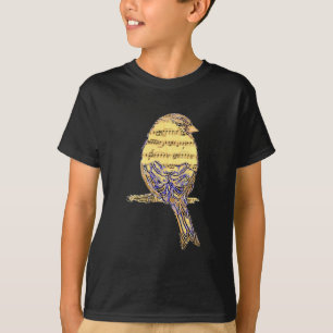 T-shirt Musique Note Oiseau Art
