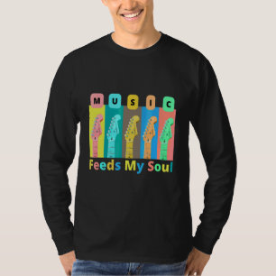 T-shirt Musique Nourrit Mon Âme Gras Police Lettering Unis