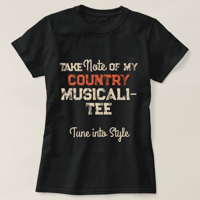 T-shirt Musique personnalisée Prenez note de Mon PAYS Musi (Design devant)
